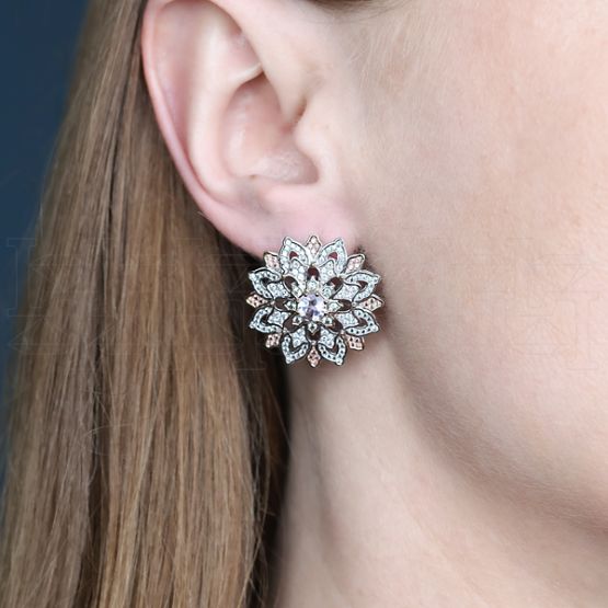 Фото - Серьги пуссеты из белого золота с бериллами и бриллиантами из коллекции "786" G10079-15834 (786)