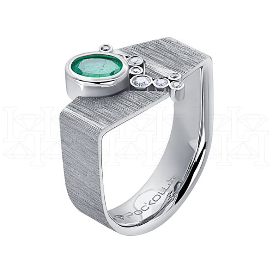 Фото - Кольцо из белого золота с изумрудом и бриллиантами R9948-15504 (775)