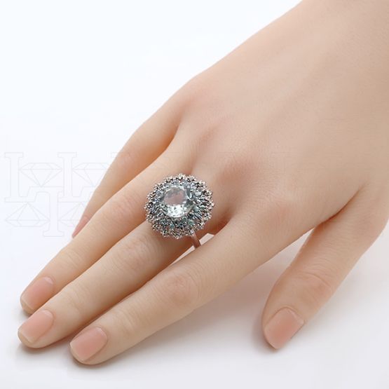 Фото - Кольцо из белого золота с бериллом из коллекции "786" R9952-15525 (786)