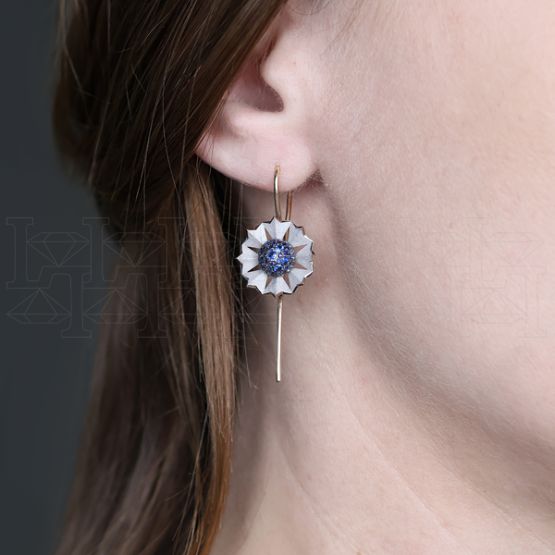 Фото - Серьги из цветного золота с цветными сапфирами из коллекции "Русское поле" E8443-15741 (715)