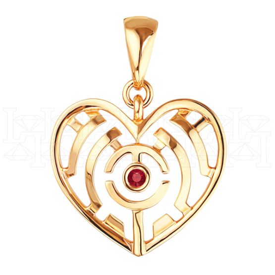 Фото - Подвеска сердце из рыжего золота с рубином P3570-4689 (193)