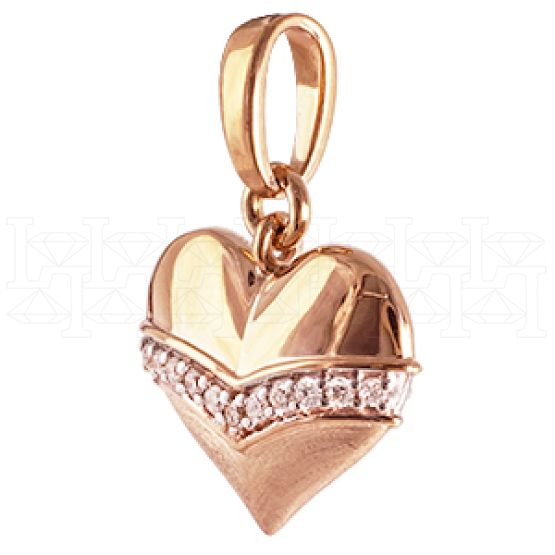 Фото - Подвеска сердце из рыжего золота с бриллиантами P3950-4588 (193)