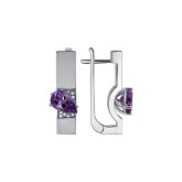 Серьги из белого золота с аметистами и бриллиантами E10052-15771 (775)