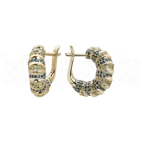 Фото - Серьги из цветного золота с цветными сапфирами из коллекции "Мутабор" E10065-15796 (762)