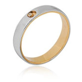 Кольцо двойное из цветного золота с бриллиантом из коллекции "Двойные обручальные кольца" VDR.A2697 (242)