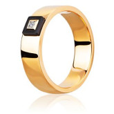 Кольцо обручальное из рыжего золота с бриллиантом из коллекции "Обручальные кольца с  одним бриллиантом" VOR.Y0070 (243)