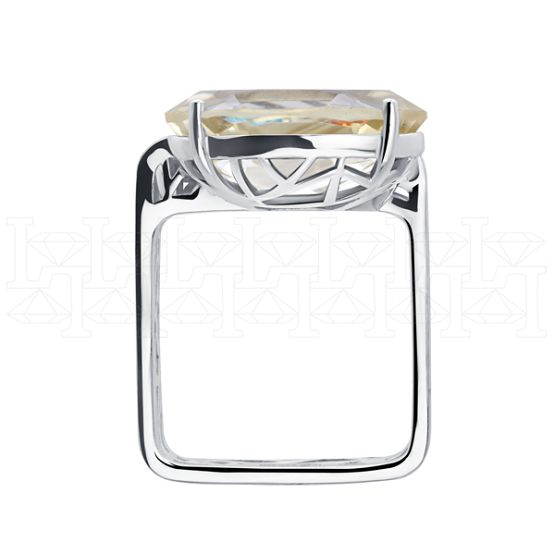 Фото - Кольцо квадратное из белого золота с цитрином из коллекции "Город порт" R8426-16105 (451)