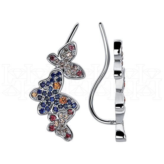 Фото - Серьги зажимы из белого золота с натуральным цирконом E8150-15917 (156)