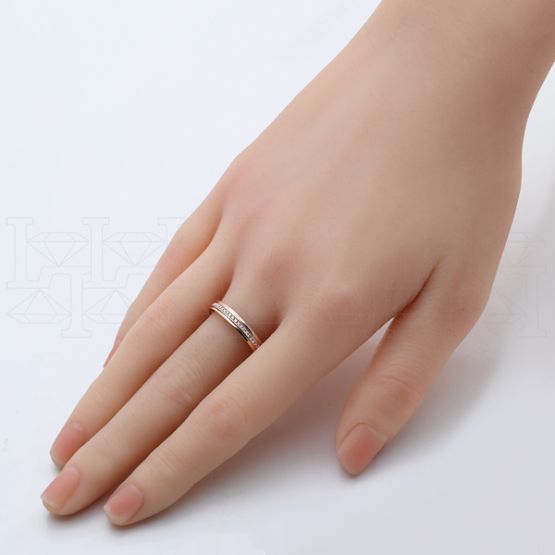 Фото - Кольцо спиннер из белого золота с бриллиантами из коллекции "Обручальные кольца с дорожкой" R7994-11036 (241)