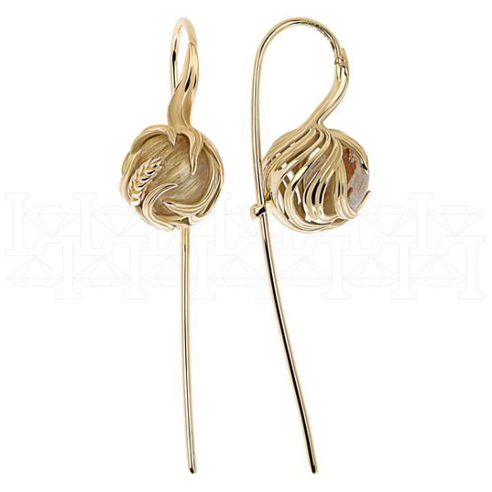Фото - Серьги из желтого золота с кварцем из коллекции "Русское поле" E9987-15631 (715)